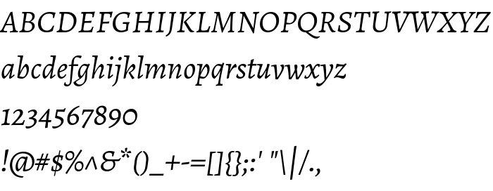 Náhled písma Alegreya Italic