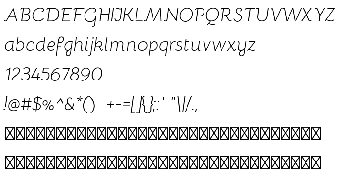 Náhled písma Bellota Light Italic