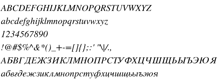 Náhled písma TeX Gyre Termes Italic