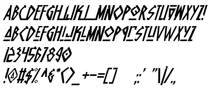 Náhled písma Native Alien Italic