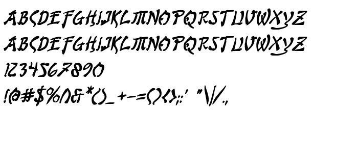 Náhled písma Bushido Bold Italic